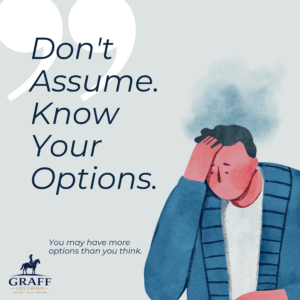 Person worried about qualifying for final expense insurance with the message "Don't Assume. Know Your Options."
